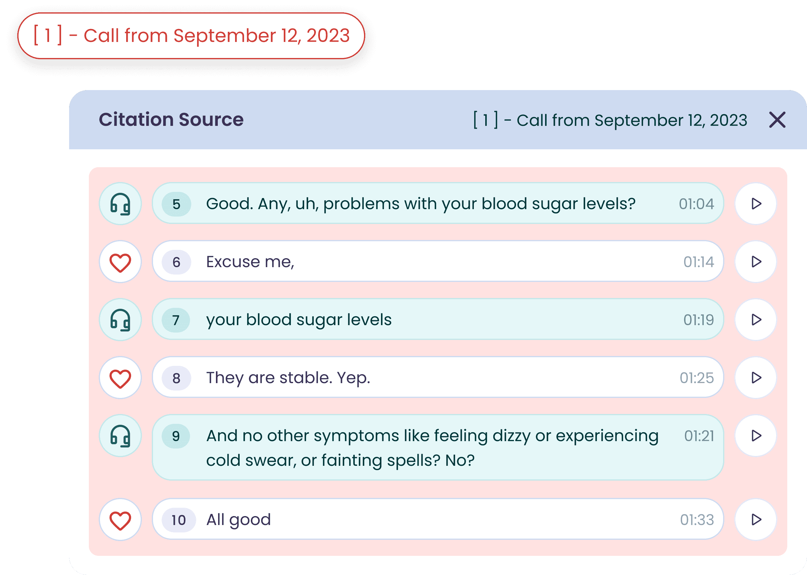 Call guide insight with citations to source conversations